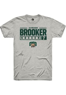 Jaimason Brooker  Ohio Bobcats Ash Rally NIL Stacked Box Short Sleeve T Shirt