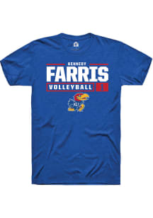 Kennedy Farris  Kansas Jayhawks Blue Rally NIL Stacked Box Short Sleeve T Shirt