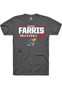 Kennedy Farris  Kansas Jayhawks Dark Grey Rally NIL Stacked Box Short Sleeve T Shirt