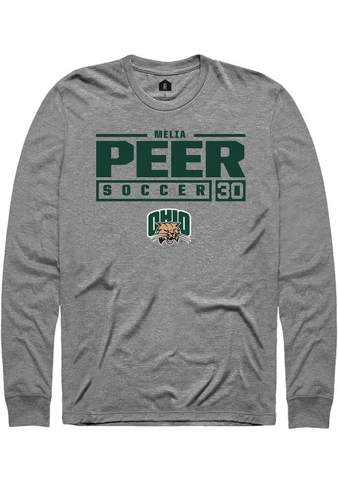 Melia Peer  Ohio Bobcats Graphite Rally NIL Stacked Box Long Sleeve T Shirt