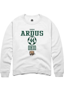 Sarah Ardus  Rally Ohio Bobcats Mens White NIL Sport Icon Long Sleeve Crew Sweatshirt