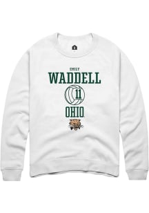 Emily Waddell  Rally Ohio Bobcats Mens White NIL Sport Icon Long Sleeve Crew Sweatshirt