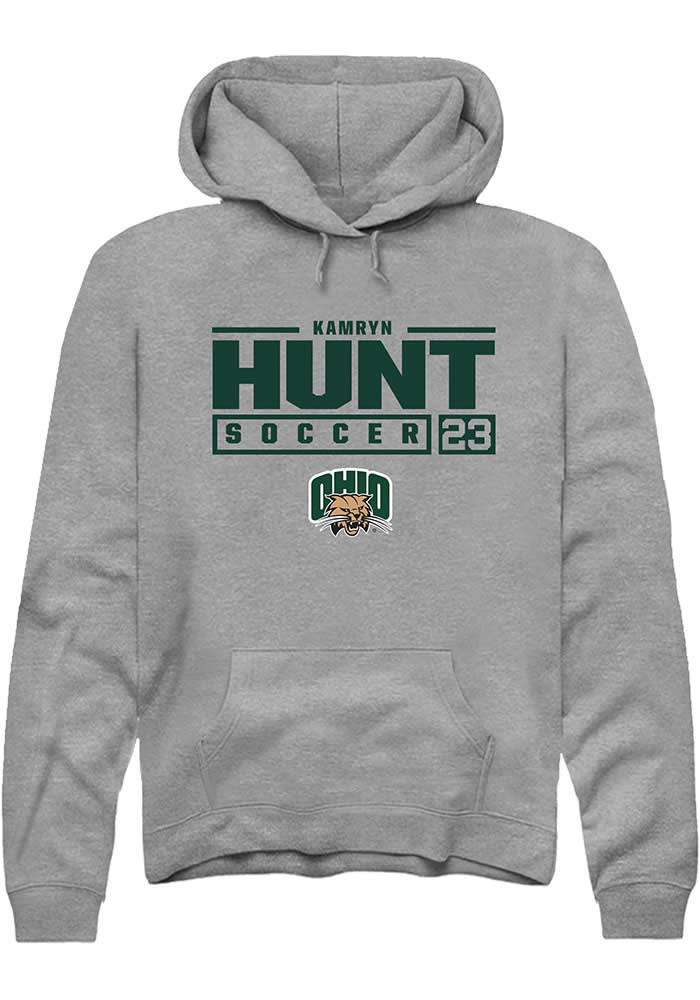 Kamryn Hunt  Rally Ohio Bobcats Mens Graphite NIL Stacked Box Long Sleeve Hoodie