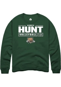 Kamryn Hunt  Rally Ohio Bobcats Mens Green NIL Stacked Box Long Sleeve Crew Sweatshirt