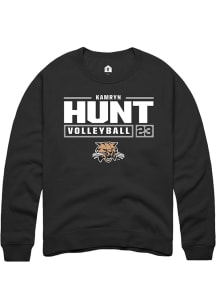 Kamryn Hunt  Rally Ohio Bobcats Mens Black NIL Stacked Box Long Sleeve Crew Sweatshirt