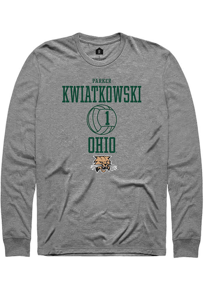 Parker Kwiatkowski  Ohio Bobcats Graphite Rally NIL Sport Icon Long Sleeve T Shirt