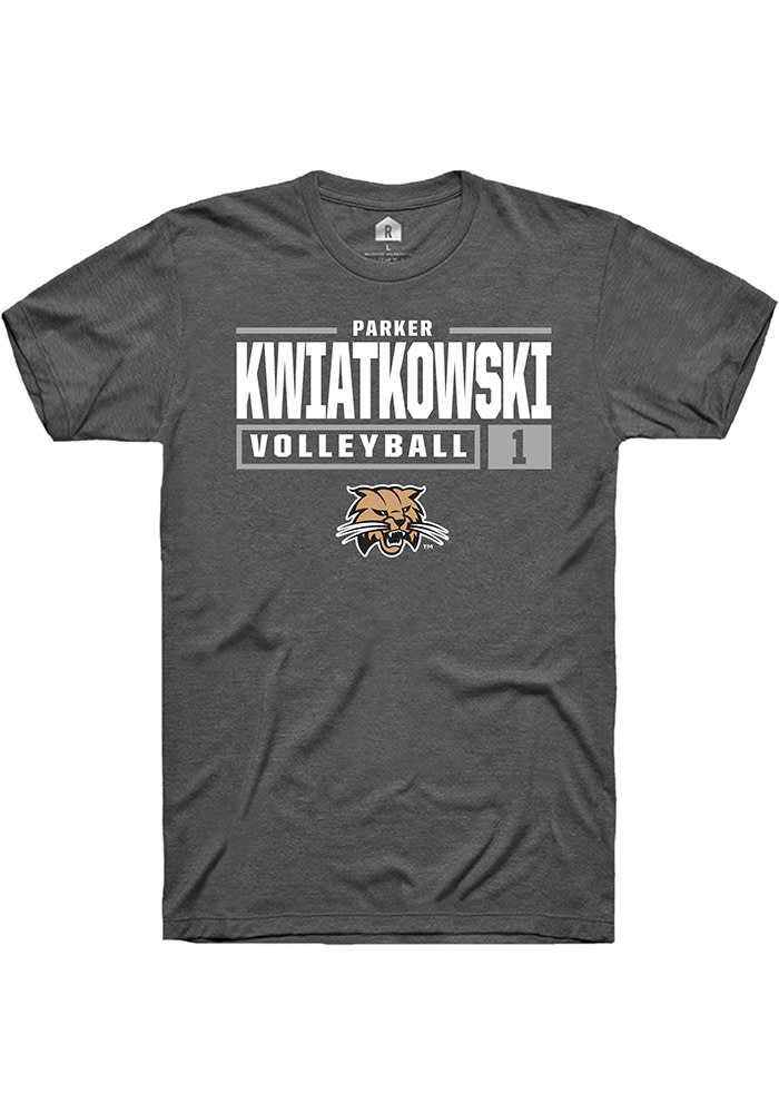 Parker Kwiatkowski  Ohio Bobcats Dark Grey Rally NIL Stacked Box Short Sleeve T Shirt