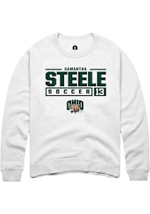 Samantha Steele  Rally Ohio Bobcats Mens White NIL Stacked Box Long Sleeve Crew Sweatshirt