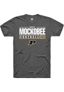 Devin Mockobee  Purdue Boilermakers Dark Grey Rally NIL Stacked Box Short Sleeve T Shirt