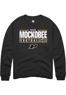 Devin Mockobee Rally Mens Black Purdue Boilermakers NIL Stacked Box Crew Sweatshirt