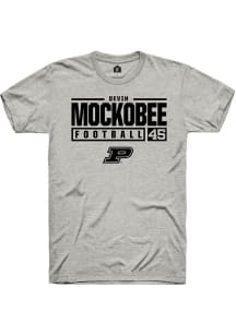 Devin Mockobee  Purdue Boilermakers Ash Rally NIL Stacked Box Short Sleeve T Shirt