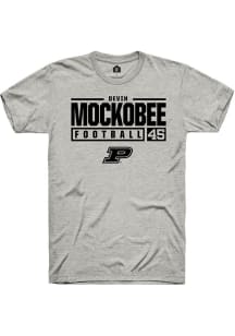 Devin Mockobee Ash Purdue Boilermakers NIL Stacked Box Short Sleeve T Shirt