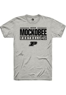 Devin Mockobee  Purdue Boilermakers Ash Rally NIL Stacked Box Short Sleeve T Shirt