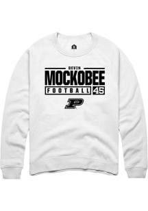 Devin Mockobee Rally Mens White Purdue Boilermakers NIL Stacked Box Crew Sweatshirt