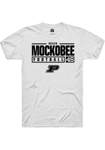 Devin Mockobee  Purdue Boilermakers White Rally NIL Stacked Box Short Sleeve T Shirt