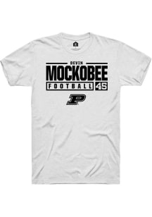 Devin Mockobee White Purdue Boilermakers NIL Stacked Box Short Sleeve T Shirt