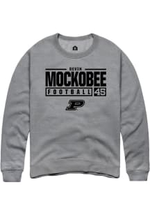 Devin Mockobee Rally Mens Graphite Purdue Boilermakers NIL Stacked Box Crew Sweatshirt