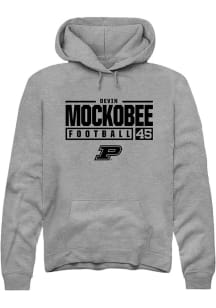 Devin Mockobee Rally Mens Graphite Purdue Boilermakers NIL Stacked Box Hooded Sweatshirt