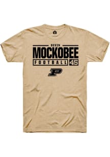 Devin Mockobee Gold Purdue Boilermakers NIL Stacked Box Short Sleeve T Shirt