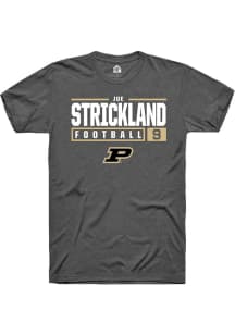 Joe Strickland  Purdue Boilermakers Dark Grey Rally NIL Stacked Box Short Sleeve T Shirt
