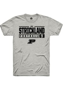 Joe Strickland  Purdue Boilermakers Ash Rally NIL Stacked Box Short Sleeve T Shirt