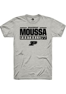 Mahamane Moussa  Purdue Boilermakers Grey Rally NIL Stacked Box Short Sleeve T Shirt
