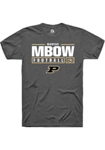 Marcus Mbow  Purdue Boilermakers Dark Grey Rally NIL Stacked Box Short Sleeve T Shirt