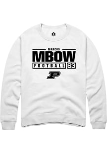 Marcus Mbow  Rally Purdue Boilermakers Mens White NIL Stacked Box Long Sleeve Crew Sweatshirt