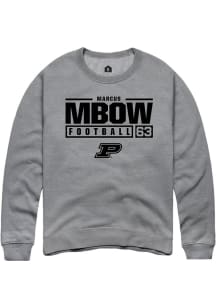 Marcus Mbow  Rally Purdue Boilermakers Mens Grey NIL Stacked Box Long Sleeve Crew Sweatshirt