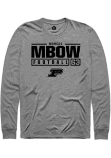 Marcus Mbow  Purdue Boilermakers Grey Rally NIL Stacked Box Long Sleeve T Shirt
