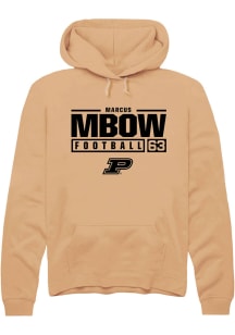 Marcus Mbow  Rally Purdue Boilermakers Mens Gold NIL Stacked Box Long Sleeve Hoodie
