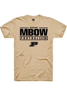Marcus Mbow  Purdue Boilermakers Gold Rally NIL Stacked Box Short Sleeve T Shirt