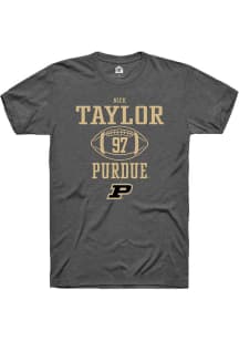 Nick Taylor  Purdue Boilermakers Grey Rally NIL Sport Icon Short Sleeve T Shirt