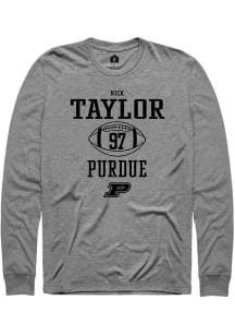 Nick Taylor  Purdue Boilermakers Grey Rally NIL Sport Icon Long Sleeve T Shirt