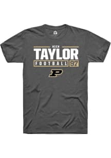 Nick Taylor  Purdue Boilermakers Grey Rally NIL Stacked Box Short Sleeve T Shirt