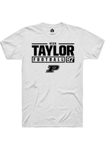 Nick Taylor  Purdue Boilermakers White Rally NIL Stacked Box Short Sleeve T Shirt