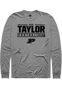 Nick Taylor  Purdue Boilermakers Grey Rally NIL Stacked Box Long Sleeve T Shirt