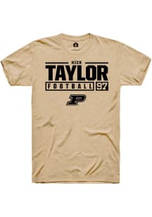 Nick Taylor  Purdue Boilermakers Gold Rally NIL Stacked Box Short Sleeve T Shirt