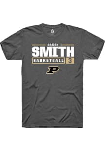 Braden Smith  Purdue Boilermakers Grey Rally NIL Stacked Box Short Sleeve T Shirt
