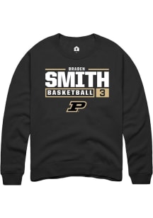 Braden Smith Rally Mens Black Purdue Boilermakers NIL Stacked Box Crew Sweatshirt