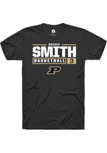 Braden Smith  Purdue Boilermakers Black Rally NIL Stacked Box Short Sleeve T Shirt