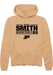 Braden Smith  Rally Purdue Boilermakers Mens Gold NIL Stacked Box Long Sleeve Hoodie