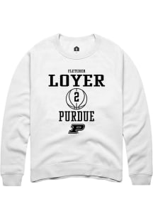 Fletcher Loyer  Rally Purdue Boilermakers Mens White NIL Sport Icon Long Sleeve Crew Sweatshirt
