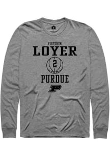 Fletcher Loyer  Purdue Boilermakers Grey Rally NIL Sport Icon Long Sleeve T Shirt