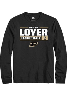 Fletcher Loyer  Purdue Boilermakers Black Rally NIL Stacked Box Long Sleeve T Shirt