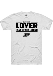 Fletcher Loyer  Purdue Boilermakers White Rally NIL Stacked Box Short Sleeve T Shirt