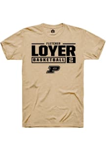 Fletcher Loyer  Purdue Boilermakers Gold Rally NIL Stacked Box Short Sleeve T Shirt