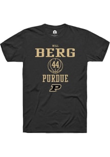 Will Berg  Purdue Boilermakers Black Rally NIL Sport Icon Short Sleeve T Shirt