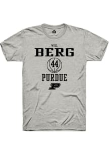 Will Berg  Purdue Boilermakers Ash Rally NIL Sport Icon Short Sleeve T Shirt
