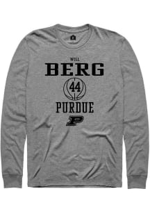 Will Berg  Purdue Boilermakers Grey Rally NIL Sport Icon Long Sleeve T Shirt